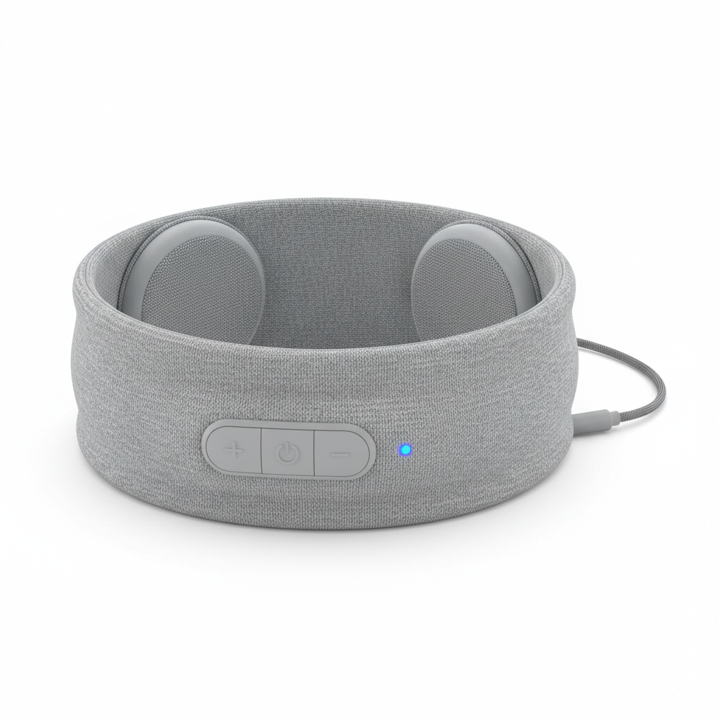 Close up of Bluetooth Sleep Headband fabric and speakers